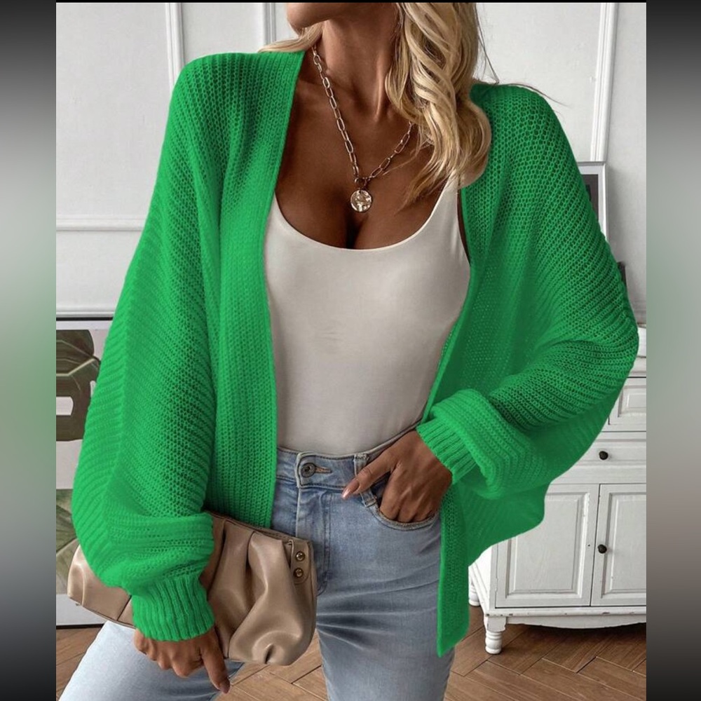 Green Ribbed Knit cardigan